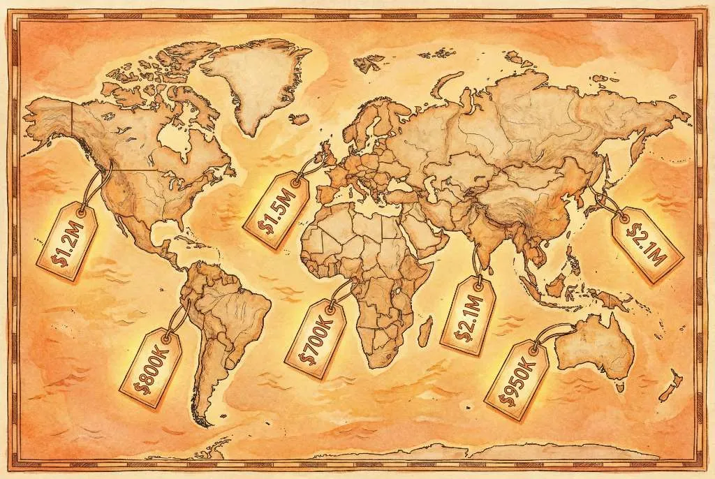 Image of globe with infographics.