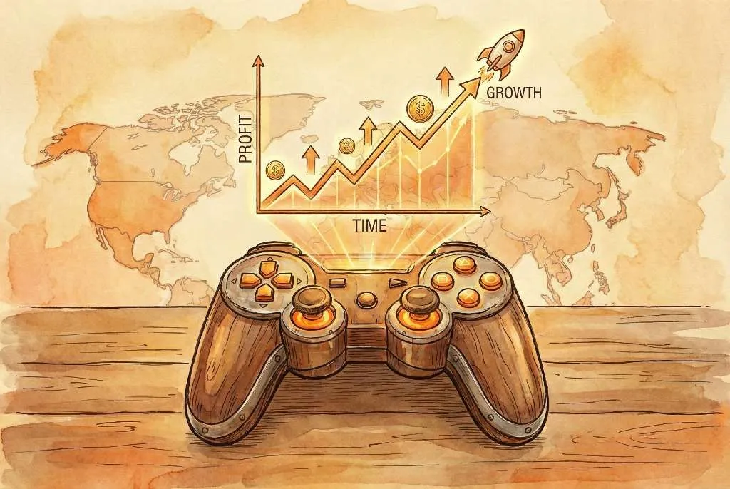 Map with game controllers representing different regions.