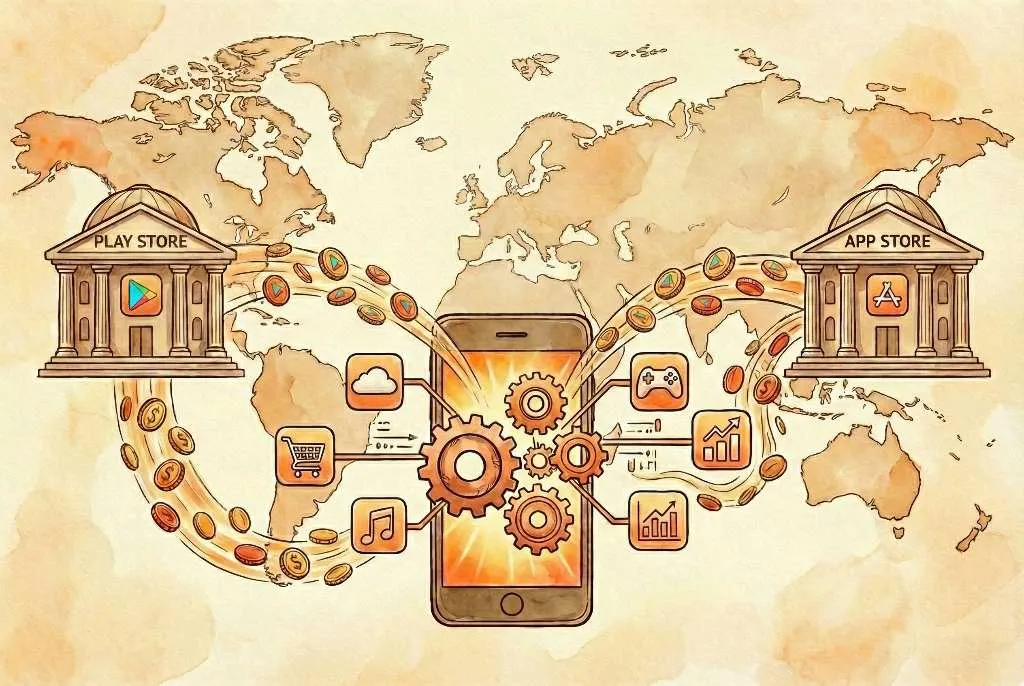 Image of globe with infographics.